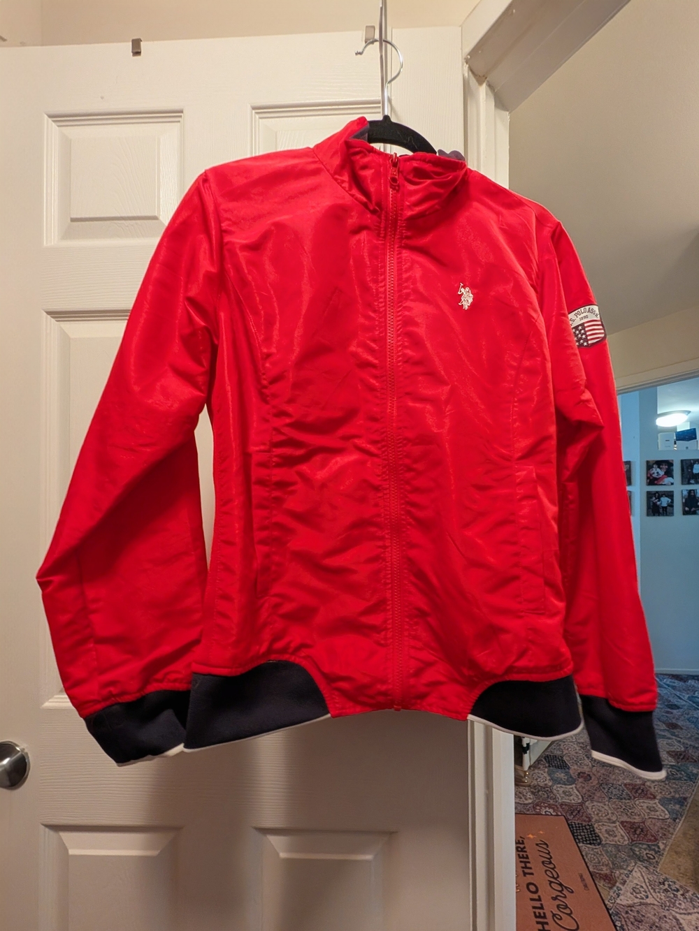 U.S. Polo Assn. Red Zip-Front Sport Jacket with Navy Trim